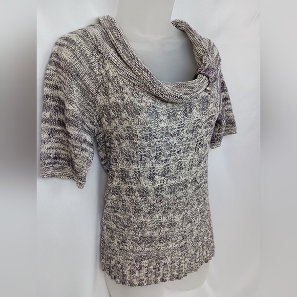 MAURICES Western Knit Fall Cozy Purple White Cowl Neck Sweater (#397) - Picture 6 of 10